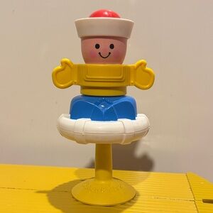 1984 Fisher-Price Squeak & Peek Sailor Suction Cup Toy #415